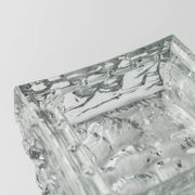 Large Vintage Murano Glass Ashtray - Transparent Glass with Ice Texture, Italian 1970s Design