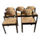 5 wooden and fabric chairs, 60s-70s