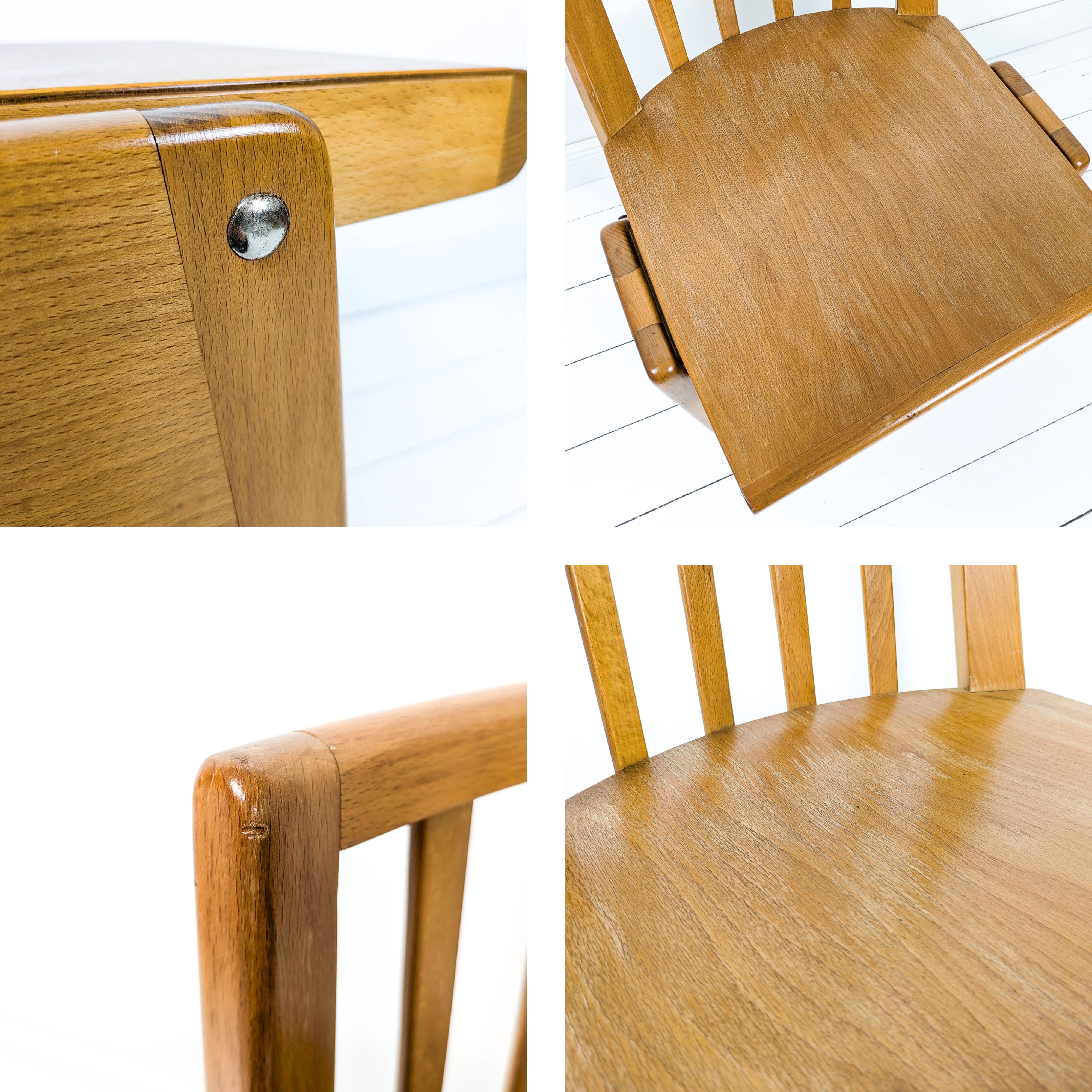 Set of 4 Danish Design Mid Century Wooden Stacking Chairs Streben Vintage Skandi Wooden Chair