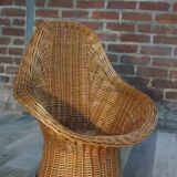 Fauteuil corbeille en osier pour enfant pour Rohe années 60 design Wim Den