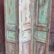Three-leaf screen, salvaged from an Indian home, green, blue and natural patina