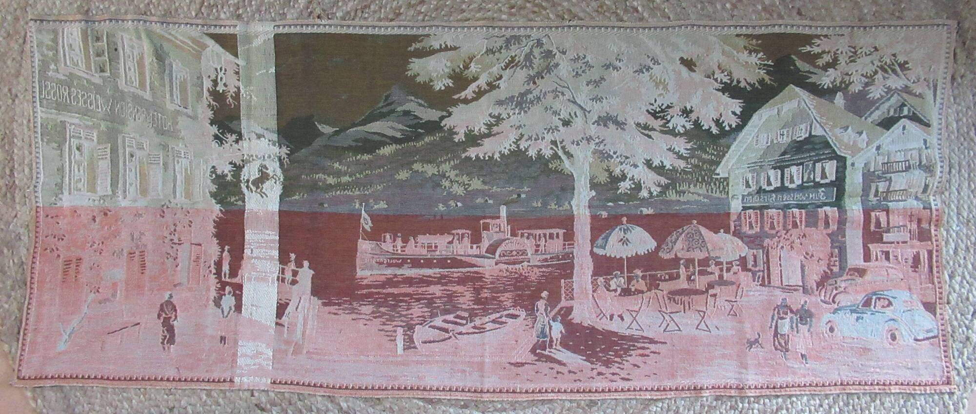 Antique tapestry from lake wolfgang, austria, 1930s-40s.