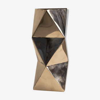Vase "Origami" en métal 70's