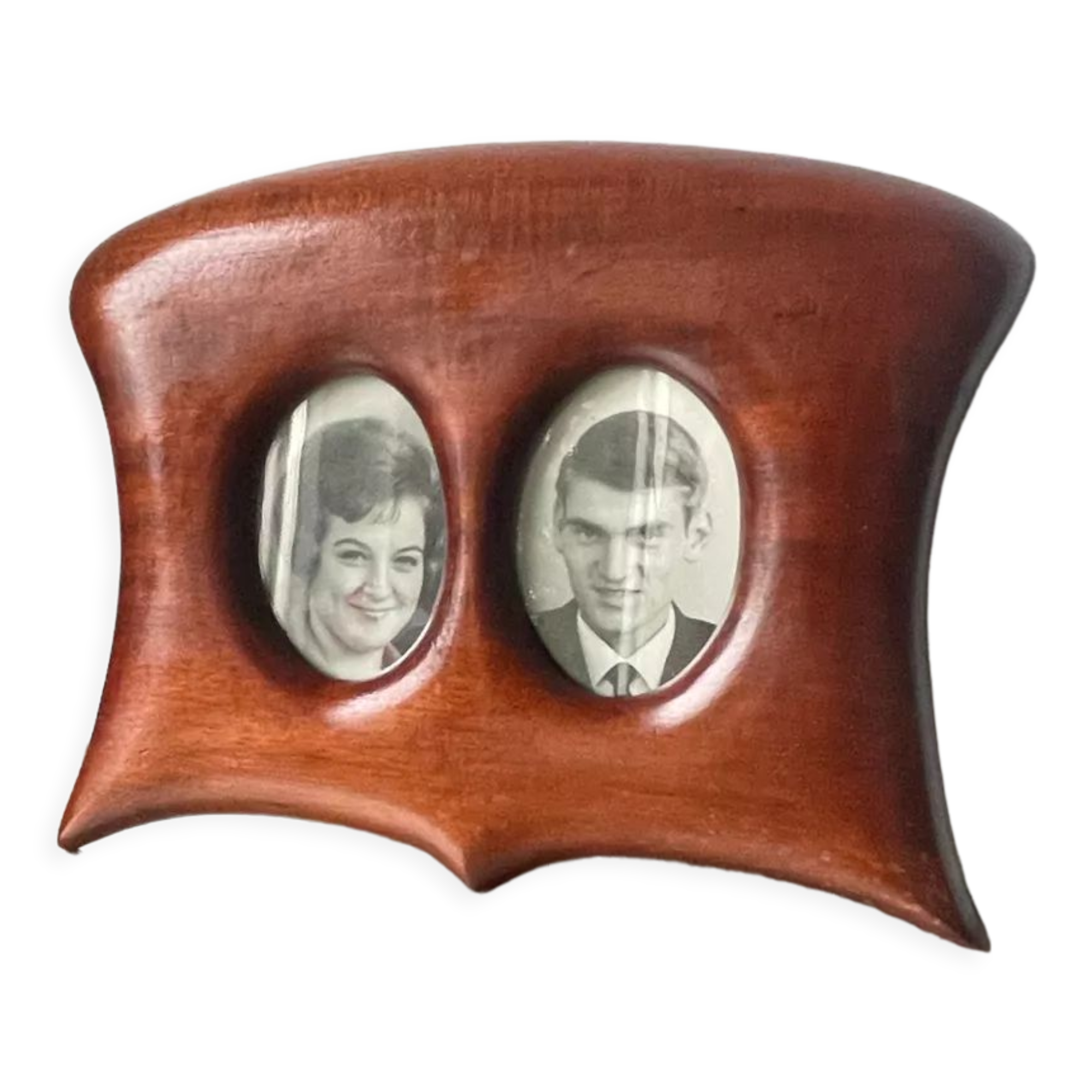 Antique  art nouveau mahogany double frame wood