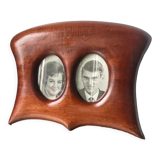 Antique  art nouveau mahogany double frame wood
