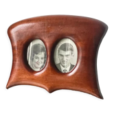 Antique  art nouveau mahogany double frame wood