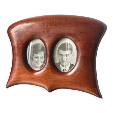 Antique  art nouveau mahogany double frame wood