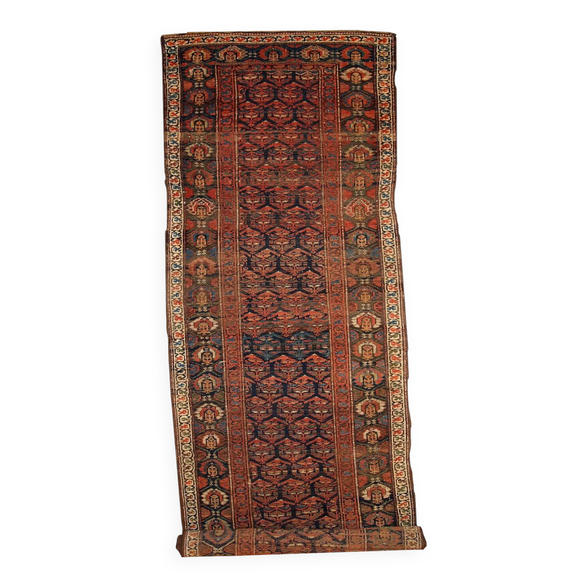 Handmade antique Persian Kurdish runner 100cm x 356cm 1900s