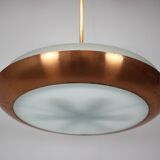 Bauhaus Copper Chandelier UFO by Josef Hurka, Czechoslovakia, 1930s