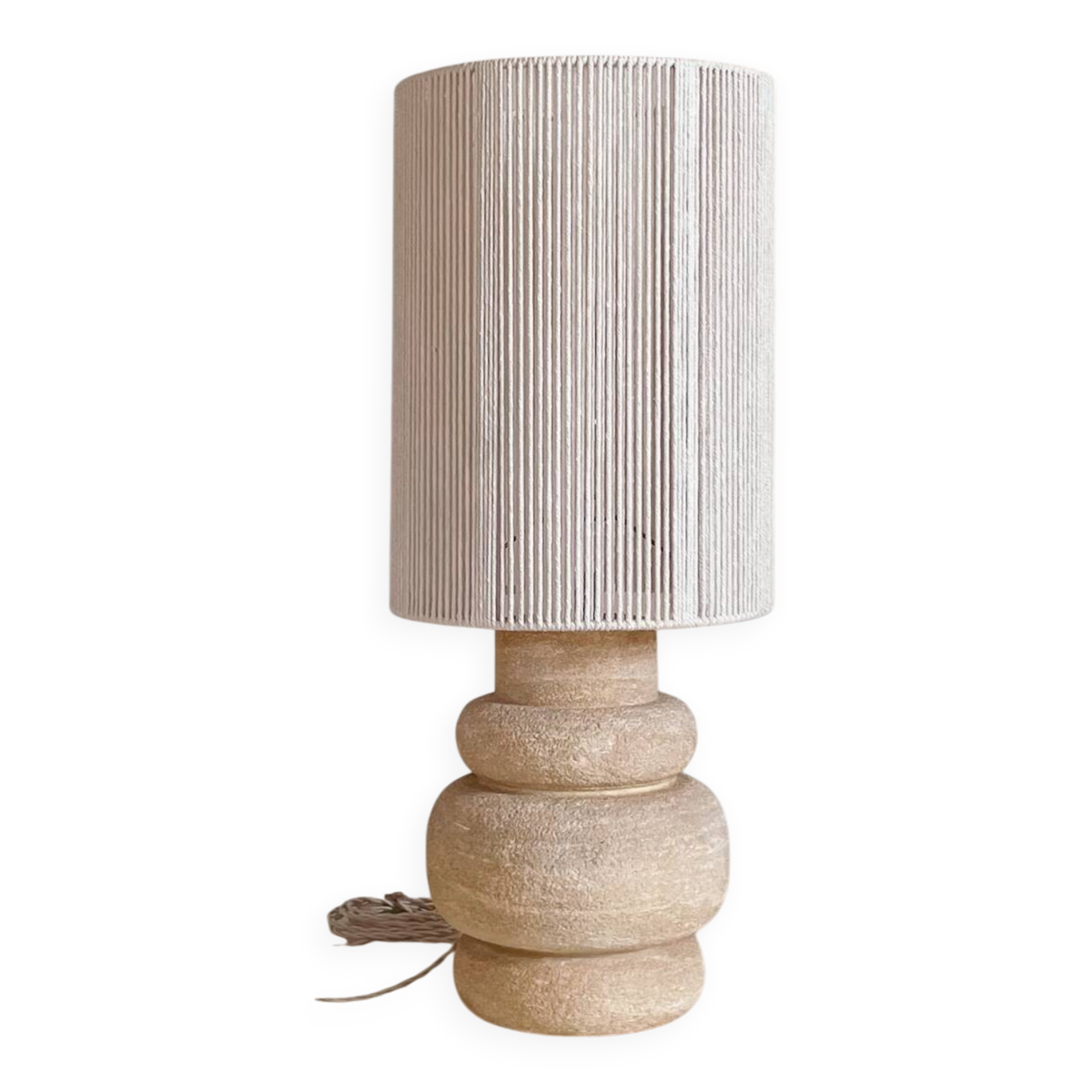 Gard stone lamp and woven cotton thread lampshade