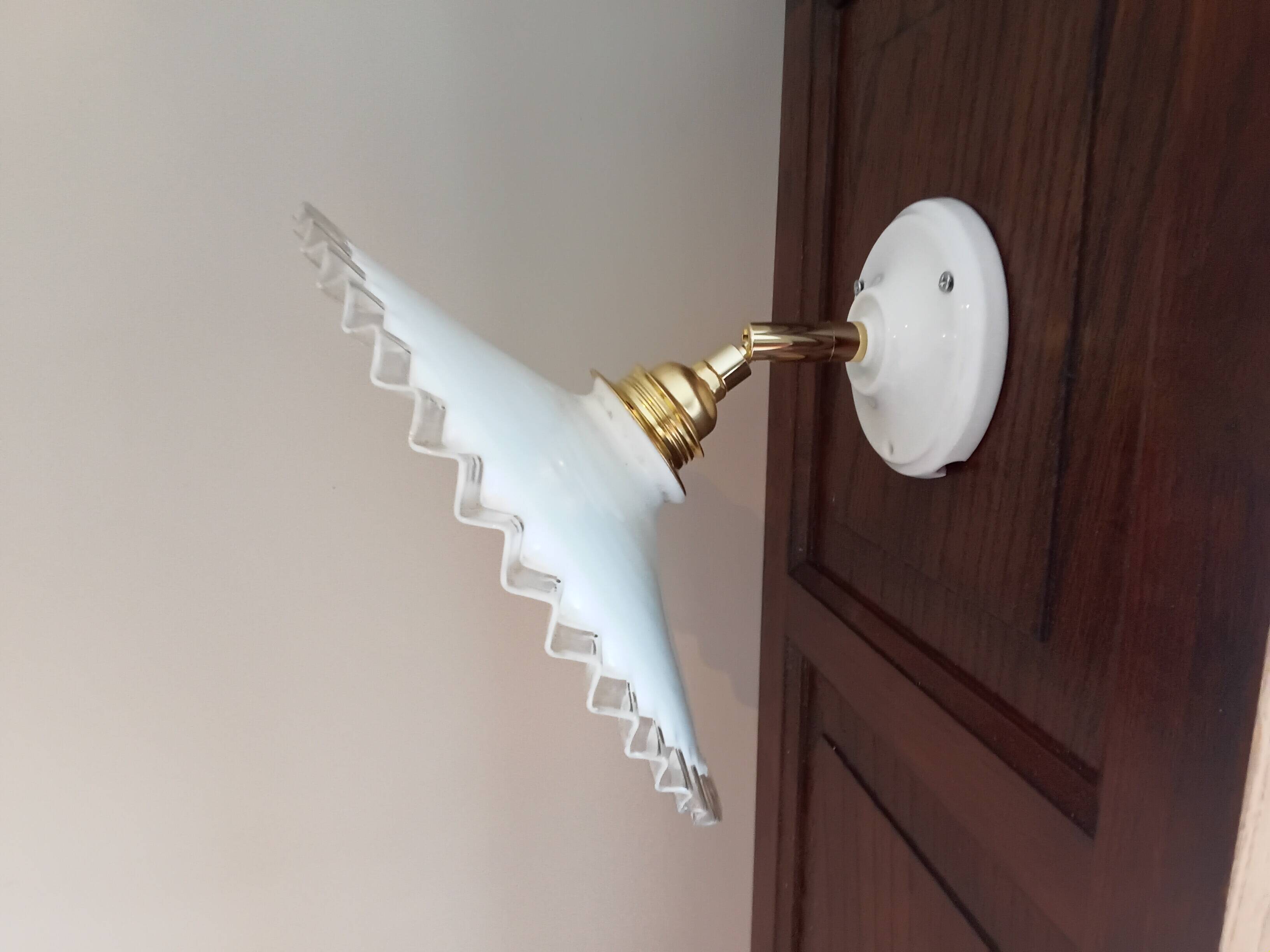 Vintage white opaline wall light