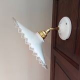 Vintage white opaline wall light