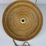 Midcentury Pencil Reed, Rattan, Bamboo and Brass Pendant Hanging Lamp, 1970