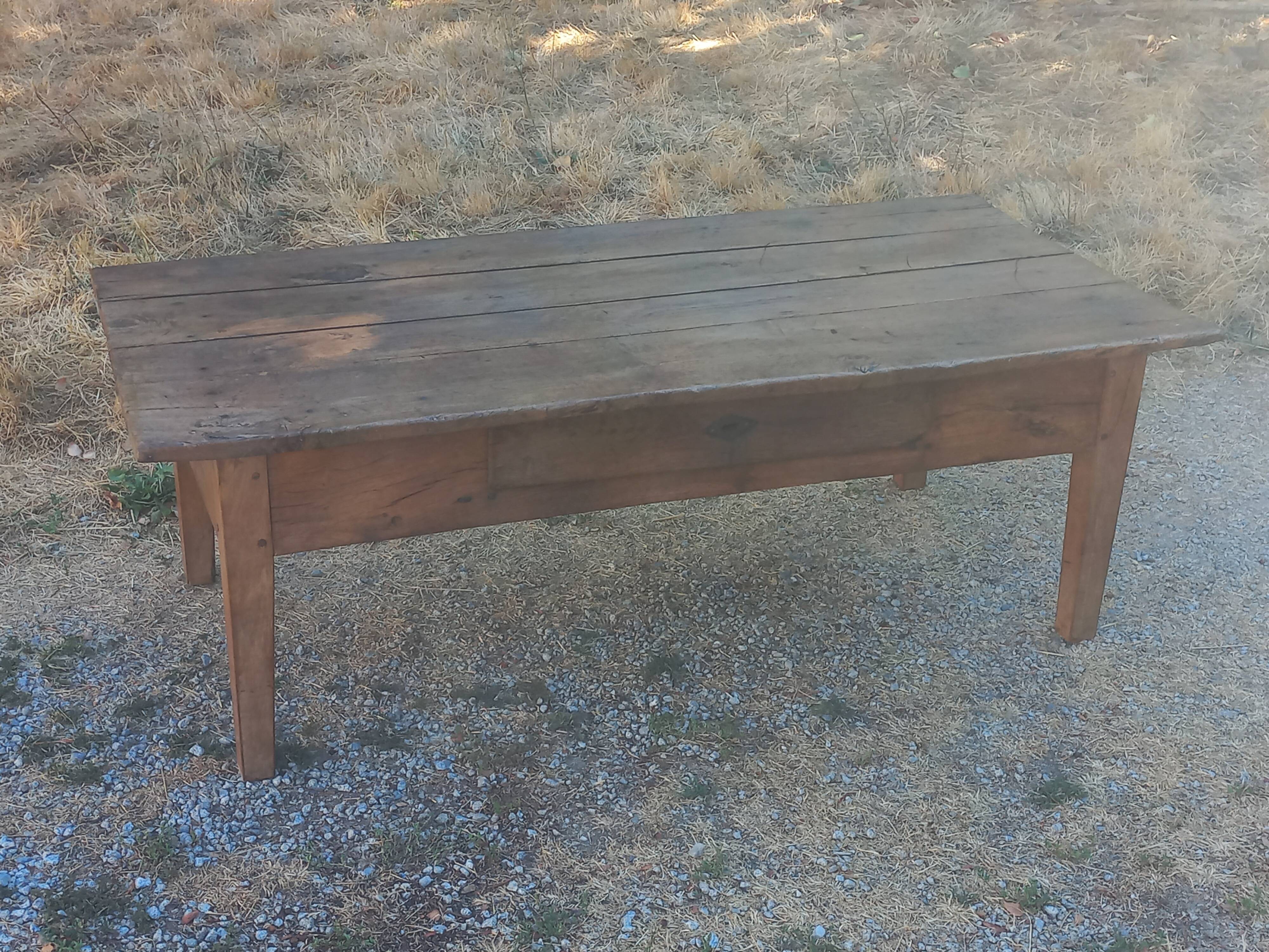19th-century oak farmhouse coffee table 149cm