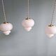 Trio de suspensions scandinaves en opaline blanche, 1960
