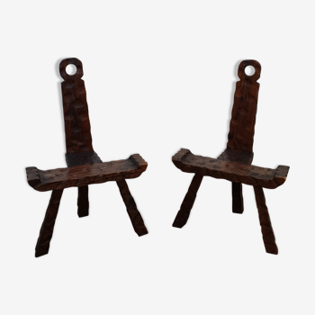 Pair of brutalist tripod chairs 1970