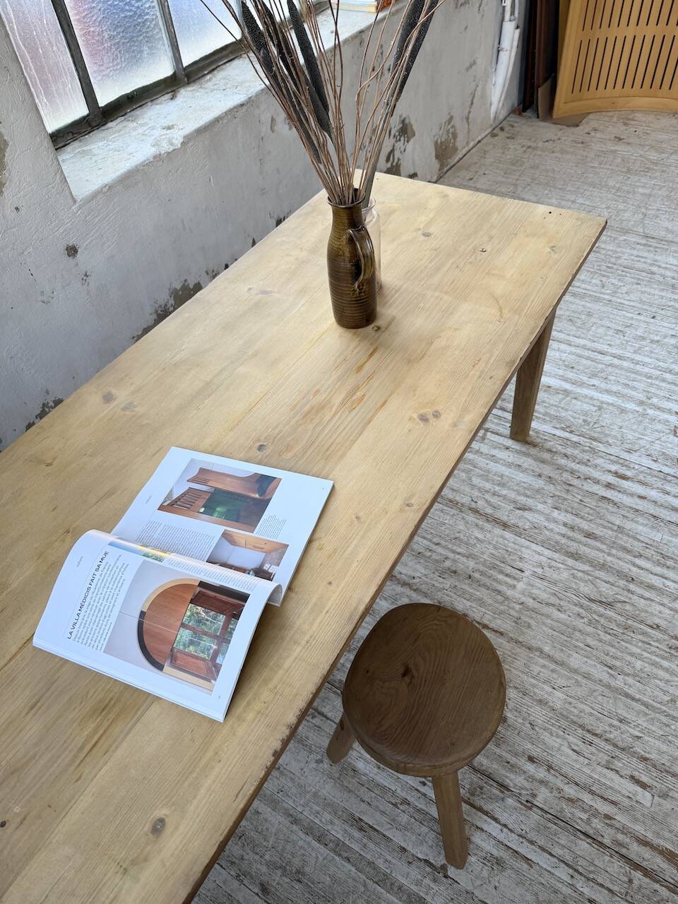 Table de ferme en pin et chêne