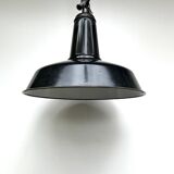 Lampe suspension tôle émaillée de couleur noire émail blanc à l'intérieur ø42cm
