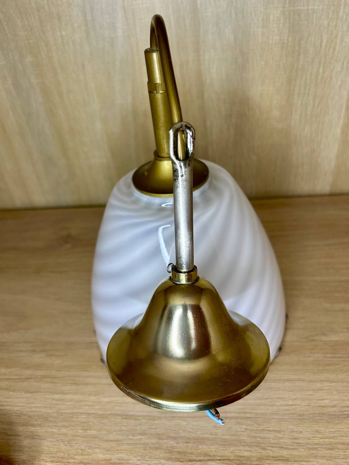 Lampe Suspension Murano Verre Blanc Et Caramel