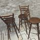 3 vintage wooden bar stools from the 60s/70s with a bistro spirit.