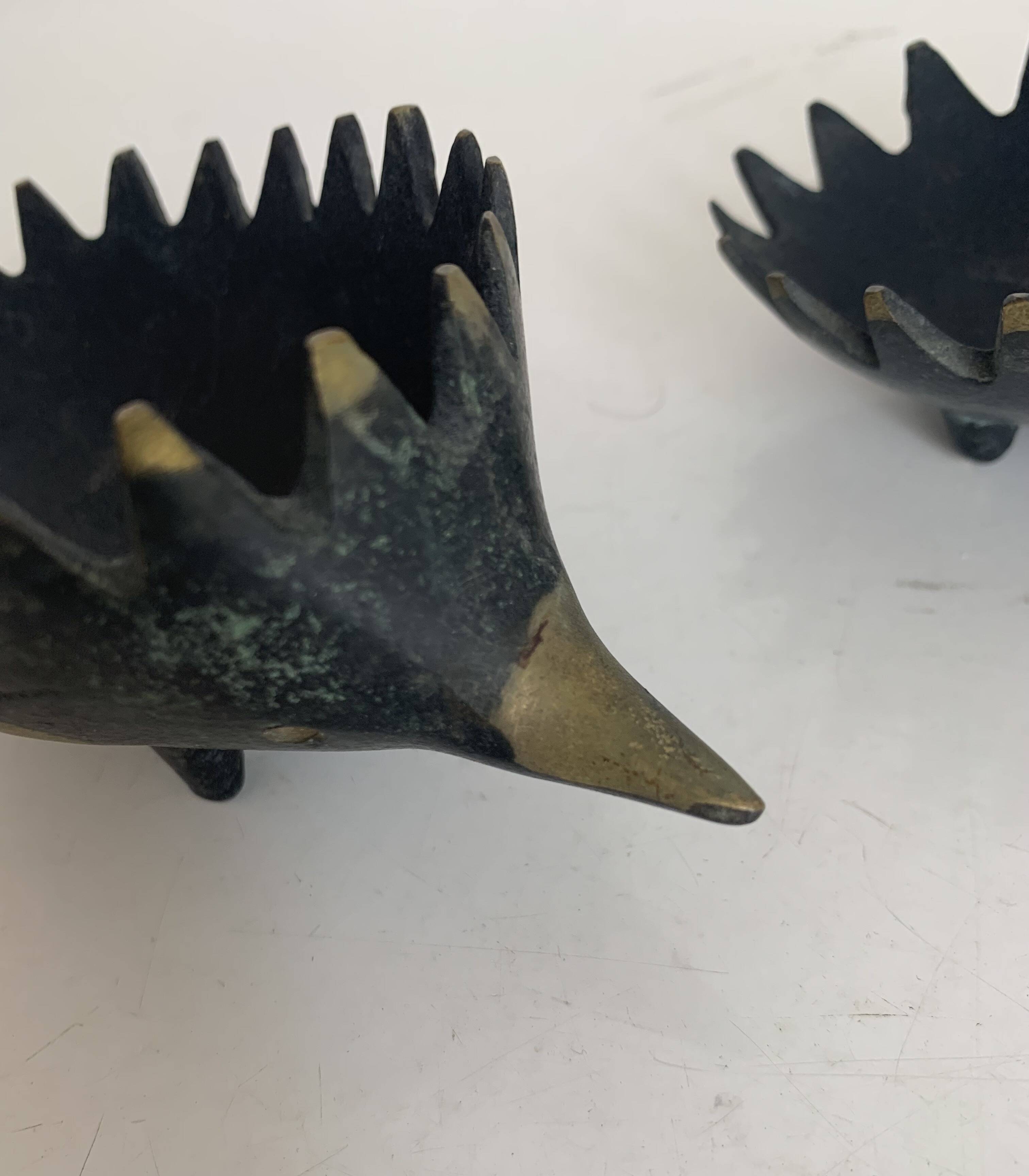 Vintage 1950 hedgehog ashtrays by Walter Bosse for Hertha Baller