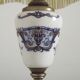 French Vintage Decorative Silver Metal and Porcelain Shaded Table Lamp