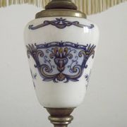 French Vintage Decorative Silver Metal and Porcelain Shaded Table Lamp