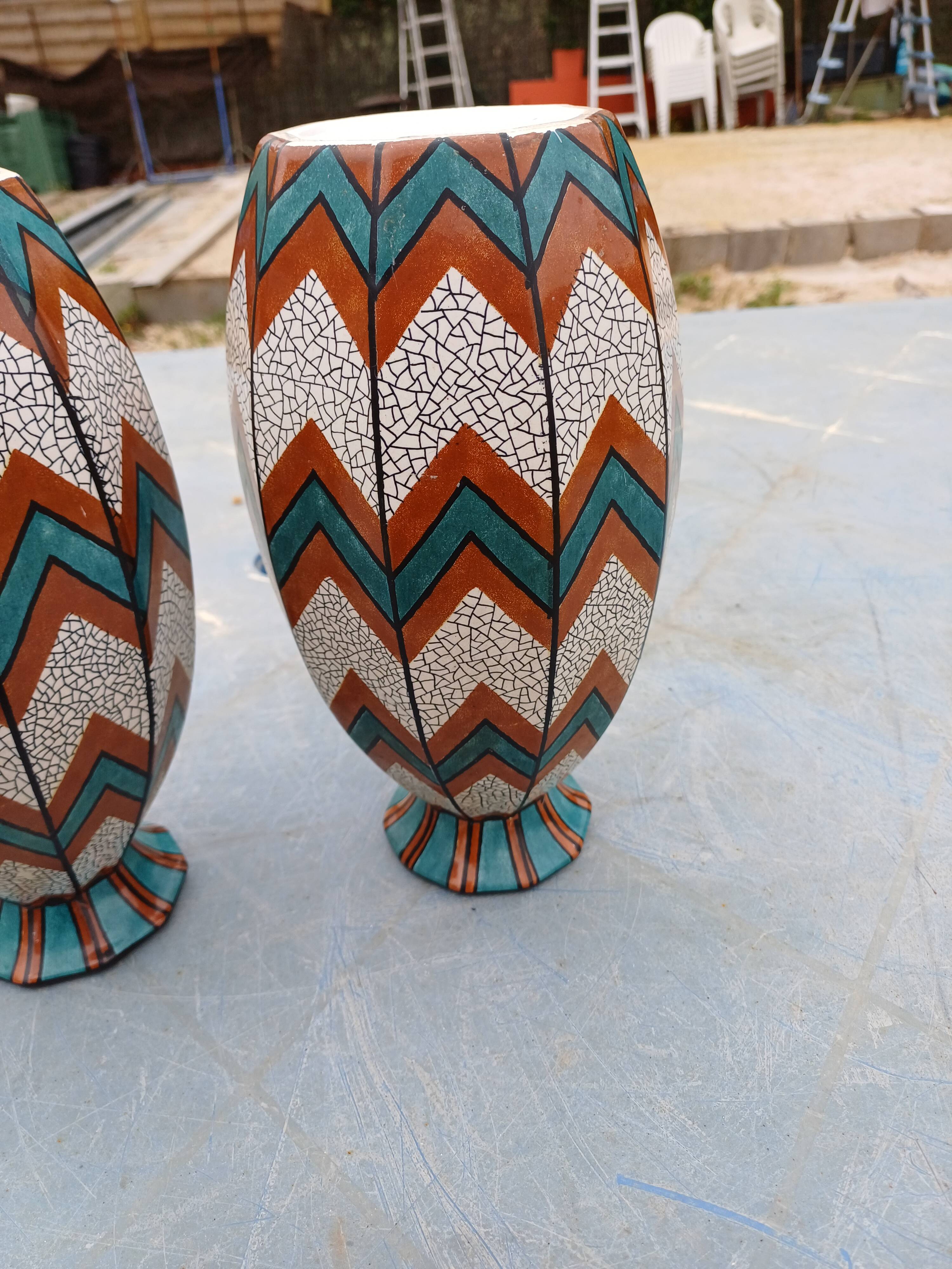 Paire de Vases Art Déco Sarreguemines