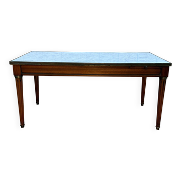 Table basse de style Louis XVI merisier de marbre de carrare
