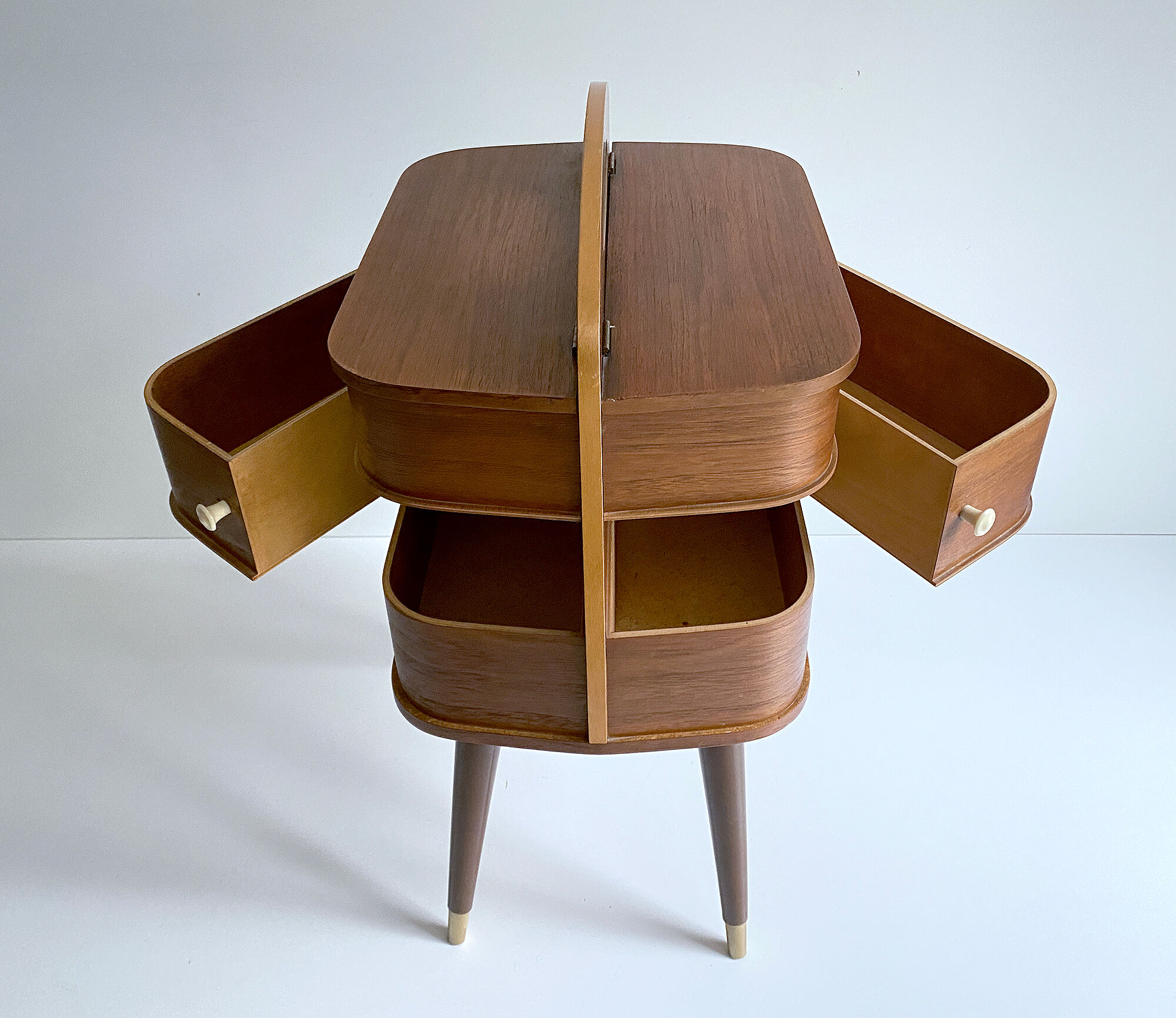 60s Portable Scandinavian Seamstress Worker, Wood