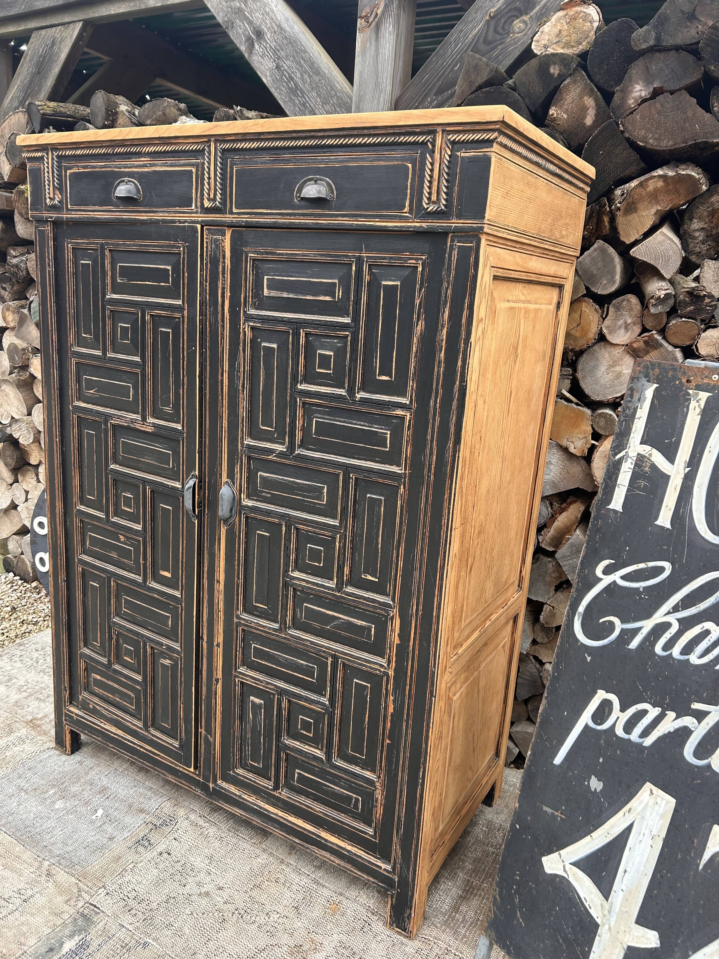 Storage furniture / Antique black wood and wood sideboard