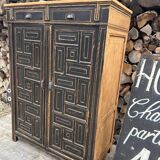 Storage furniture / Antique black wood and wood sideboard