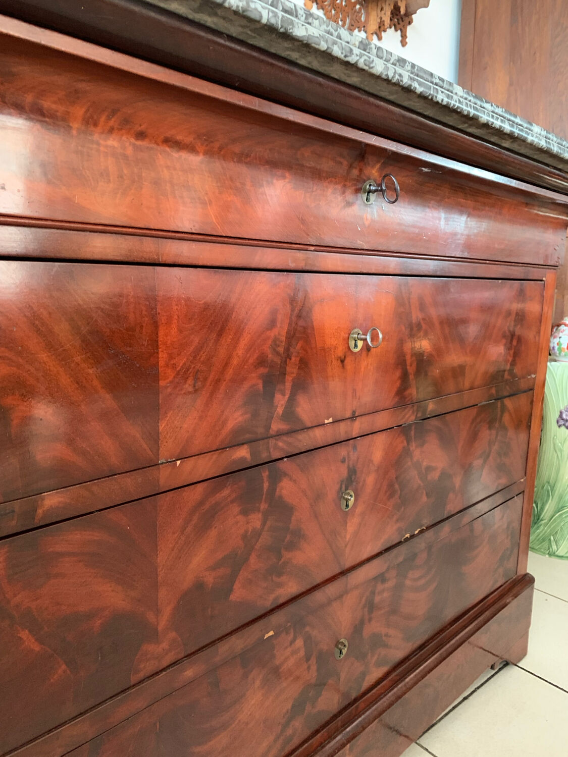 Louis Philippe Commode Mahogany Marble 19th Century