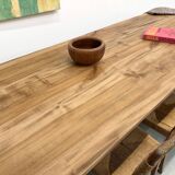 XXL solid walnut table with tapered legs
