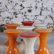 White and dark orange Tam Tam stool by Henry Massonnet for Stamp, 1970.