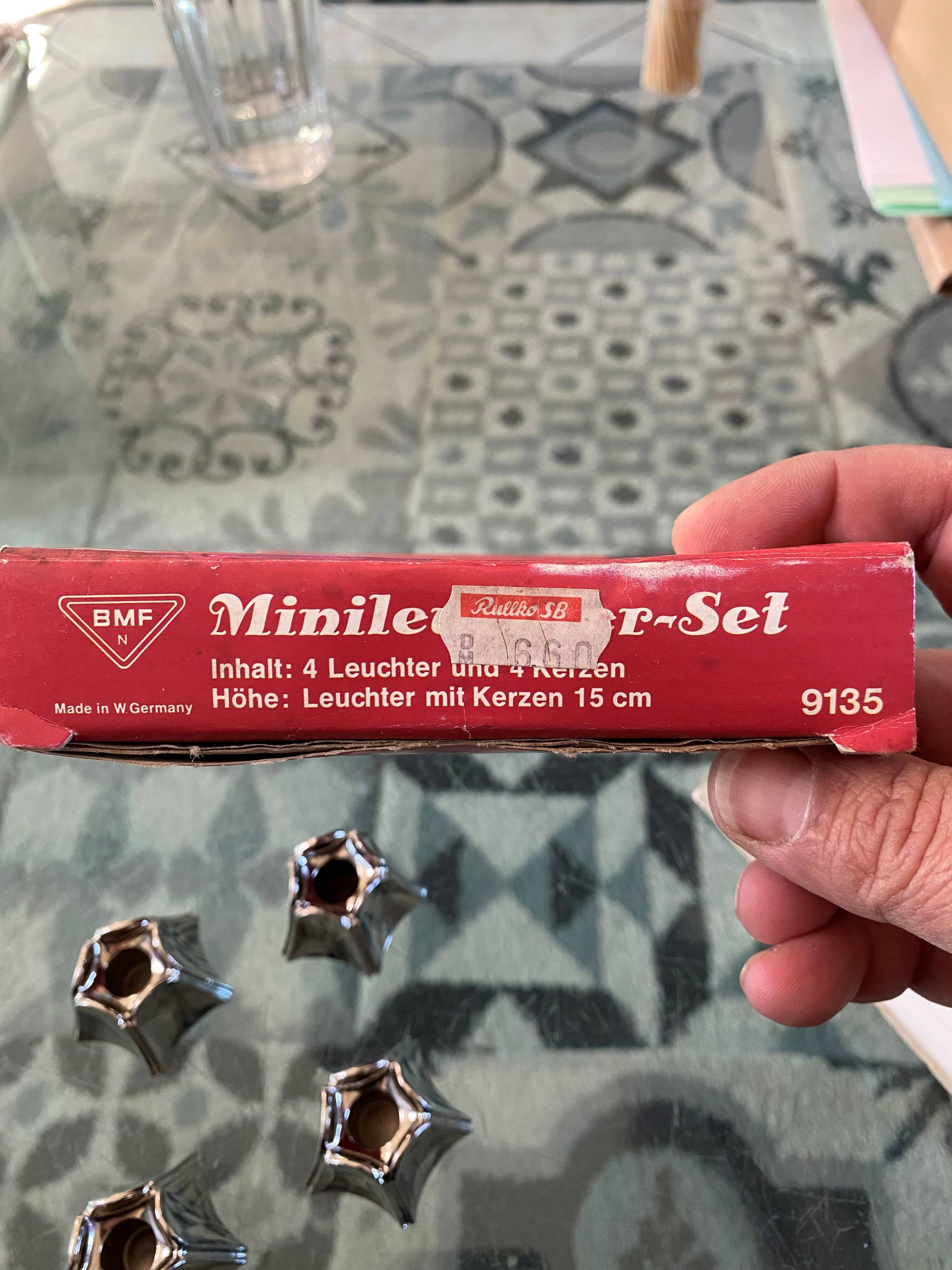 Set of 4 Minileuchter candlesticks BMF style Nagel vintage 1970
