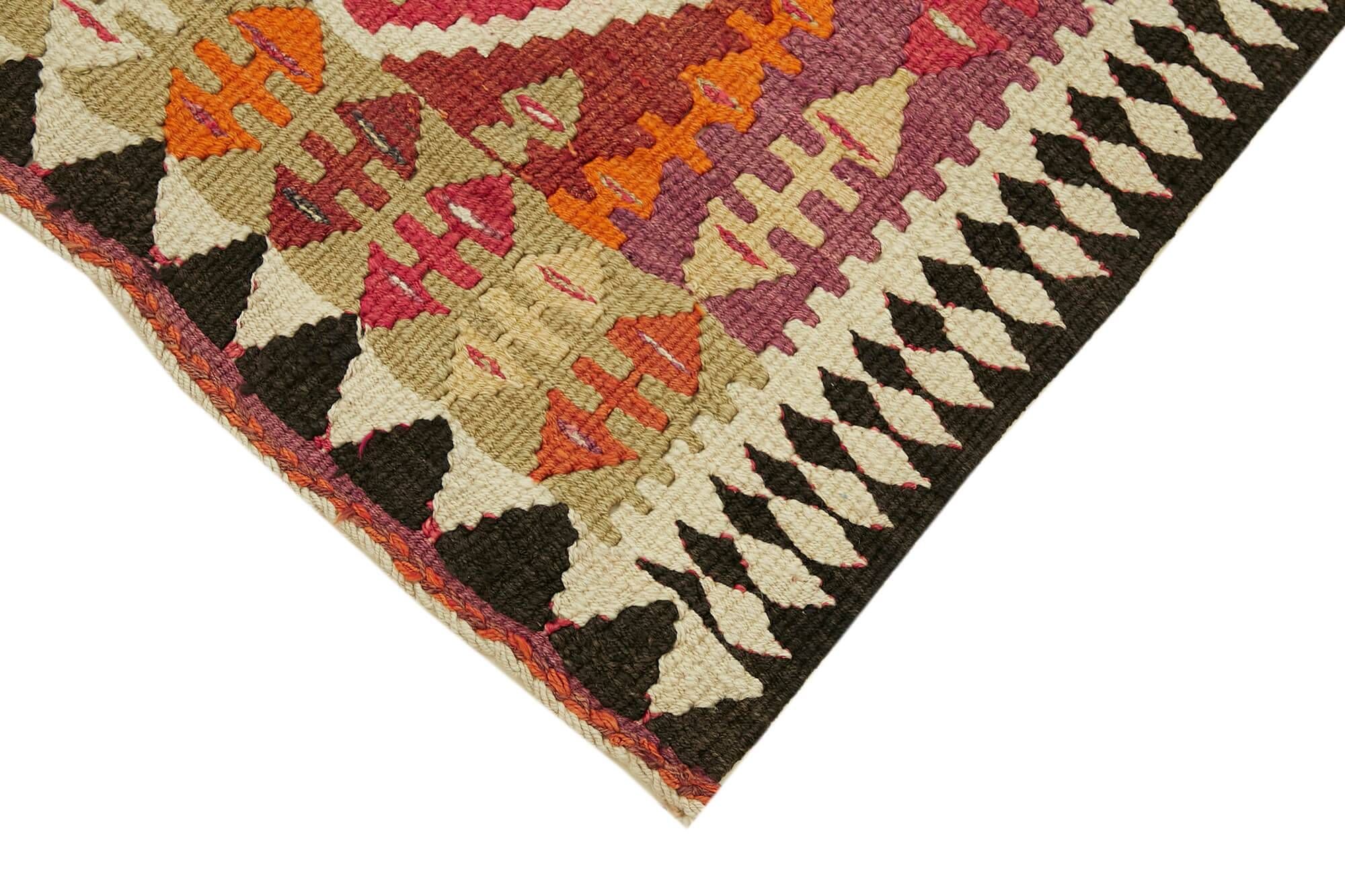 Turkish Handwoven Vintage Herki Kilim 86 cm x 365 cm