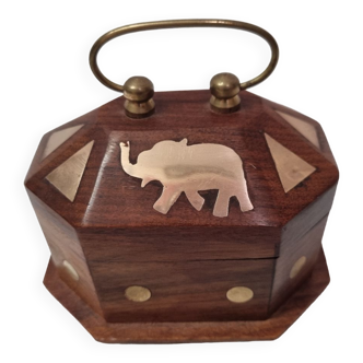 Wooden & copper box, India