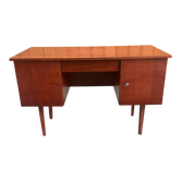 Vintage wooden desk teak veneer sixties conical legs 1 drawer