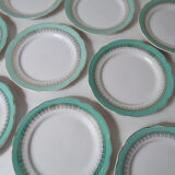 10 flat plates Digoin Sarreguemines mint gold