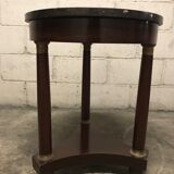 Side table tripod Empire style in solid mahogany and grey marble tray