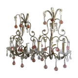 Pairs of Murano crystal wall lamps 1940