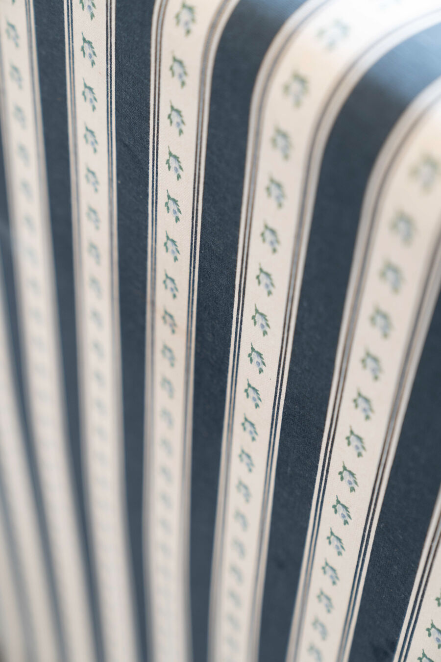 Armchair, striped fabric with flowers, 80s/90s