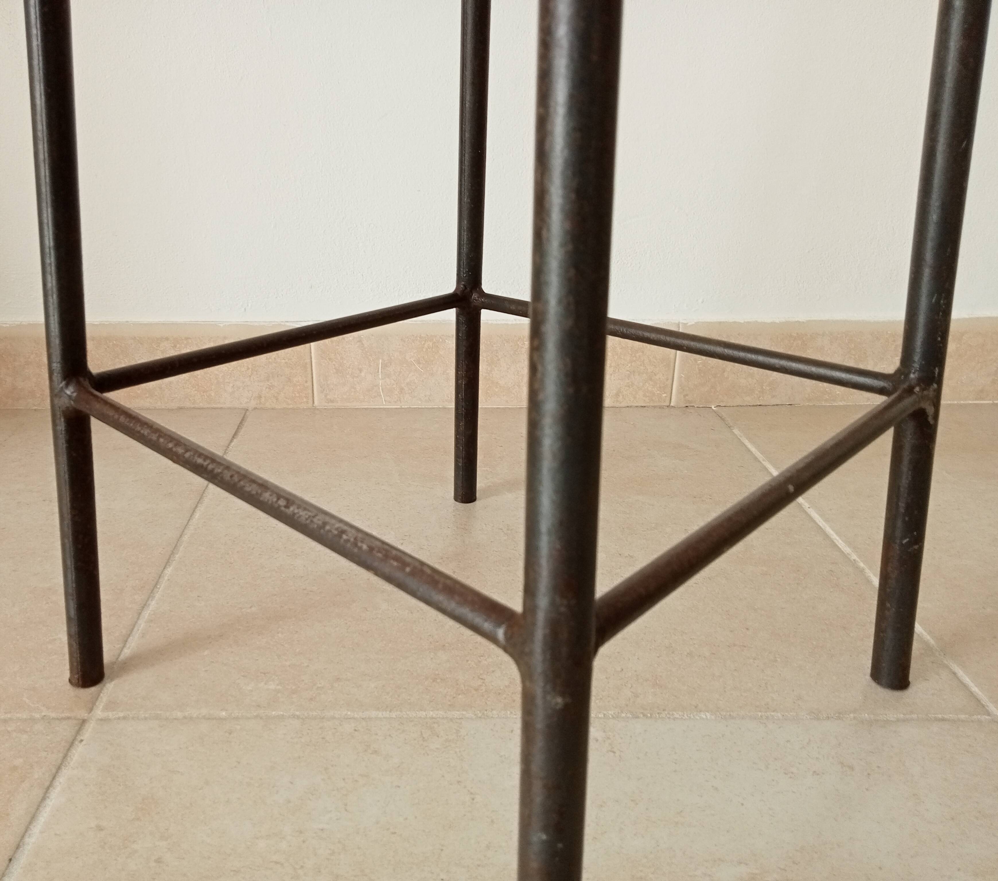 Brutalist high stool from the 1960s in solid steel.