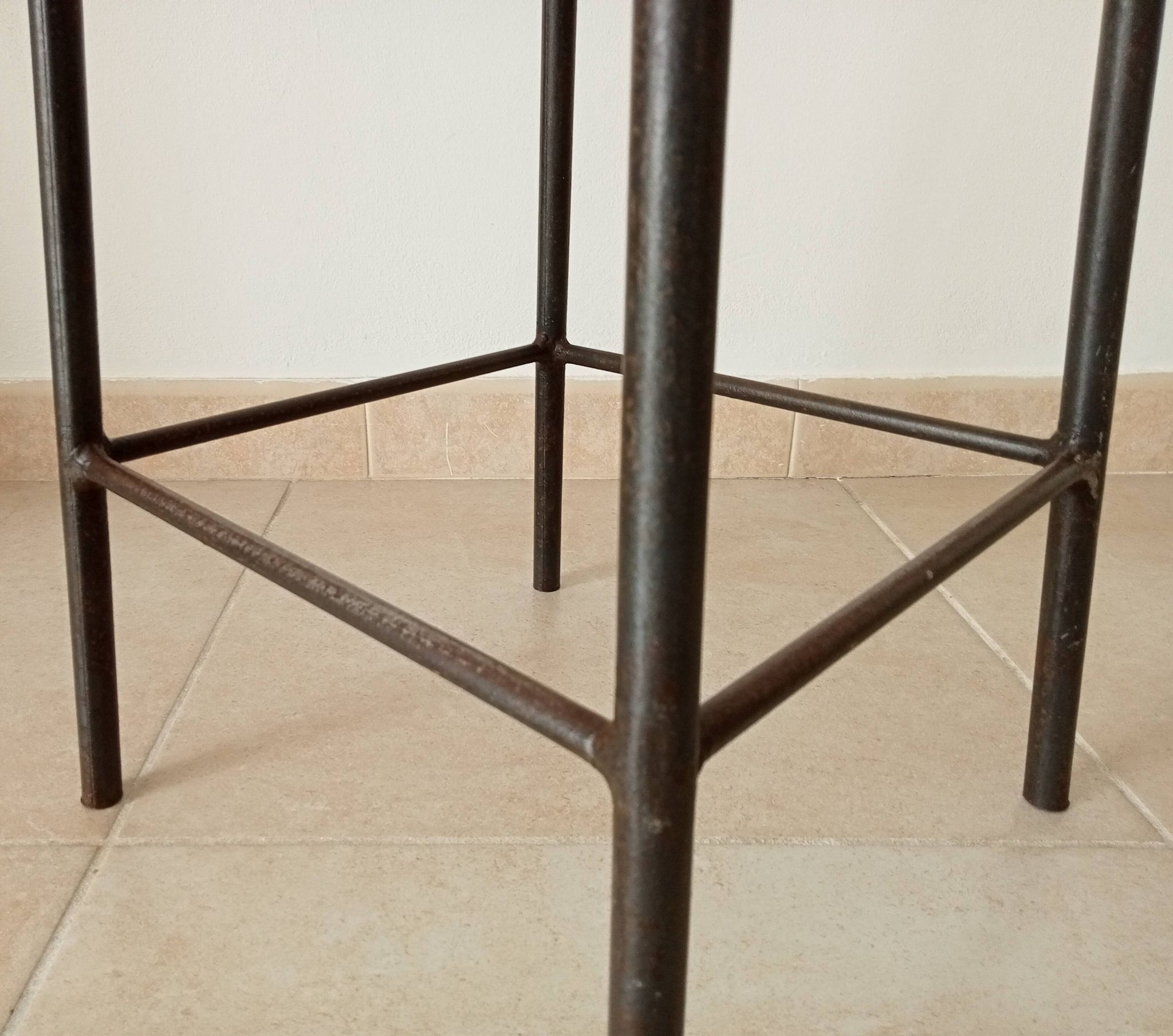 Brutalist high stool from the 1960s in solid steel.