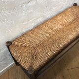 Wooden and straw bench
