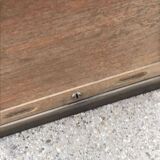 Brown lacquered wooden industrial cabinet with sliding curtain, 1950s, Czech Republic.