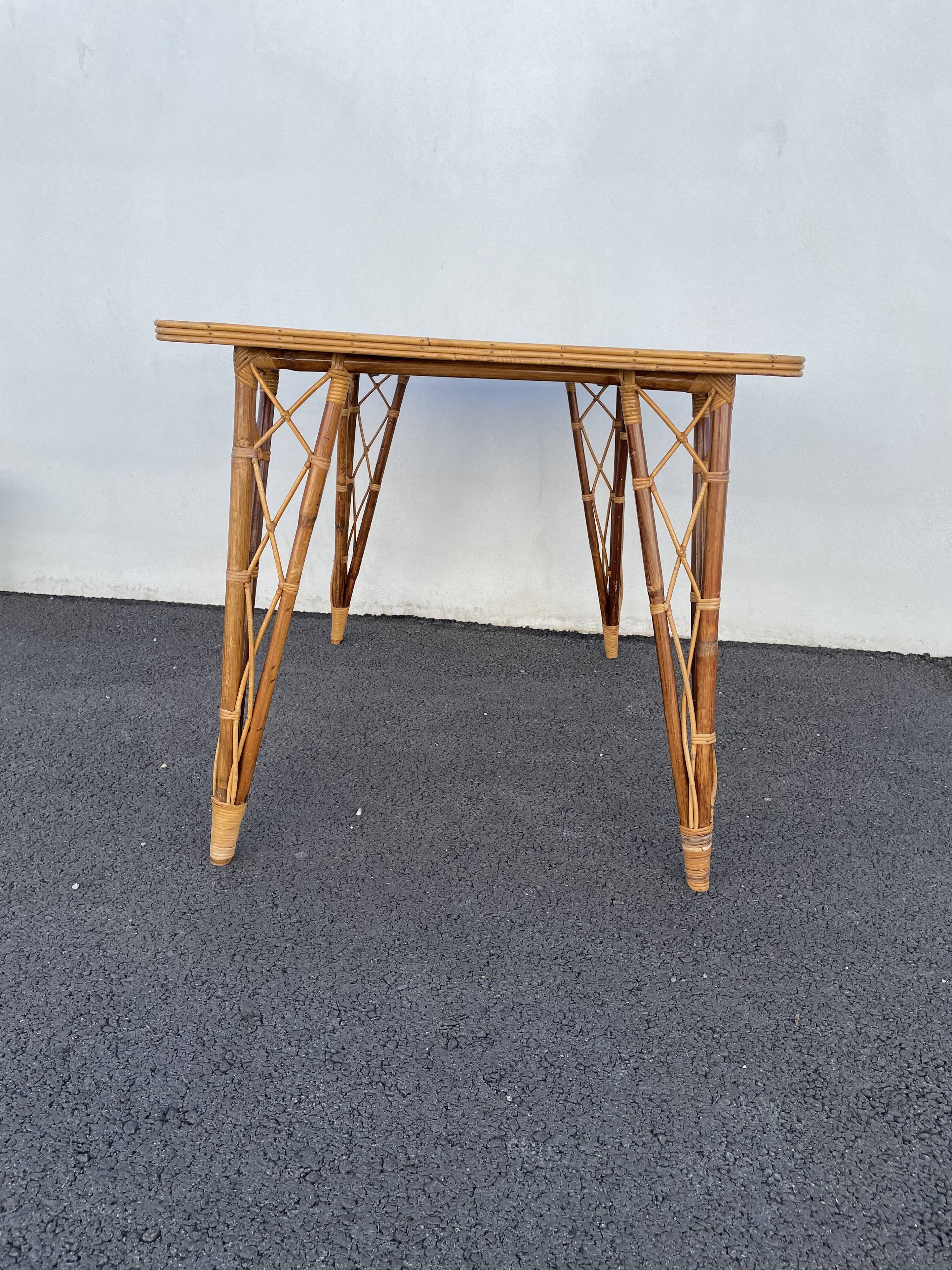 Rattan table vintage compass feet