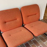 Strafor 3-seater bench, orange wool and sled base, 1970s.