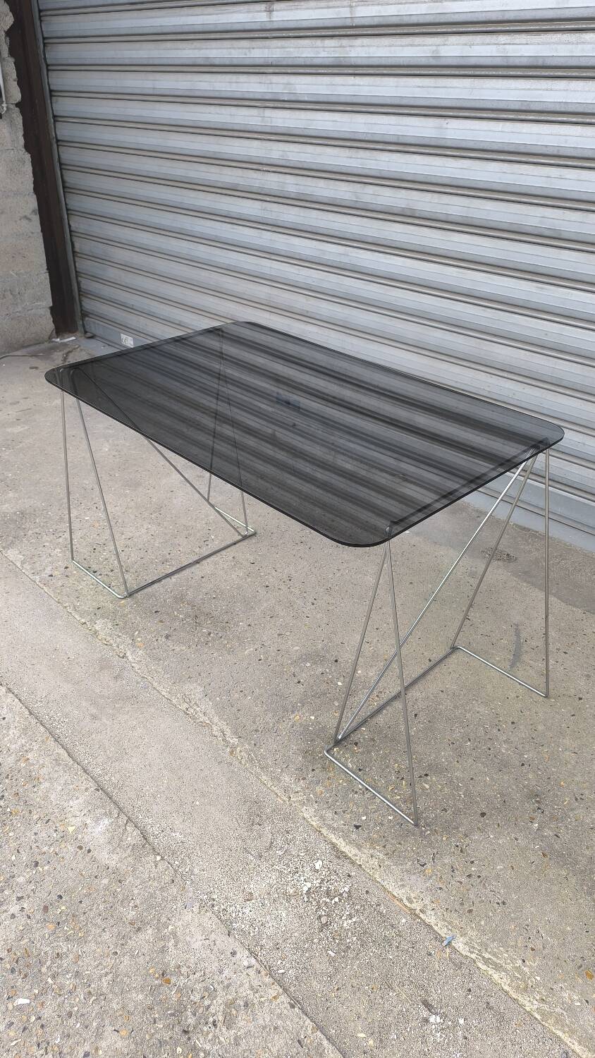 Smoked glass and chrome desk 1970